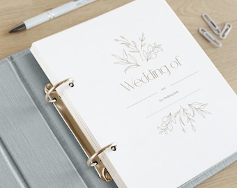 Linen Wedding Planner Organizer | Personalized Wedding Planning Book | Elegant Ring Binder - Wedding Planer Notebook | Bride Engagement Gift