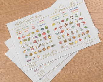 Recipe Book Emoji Sticker Set | Transparent Cooking Stickers | Fun Labels for Recipe Journals & Cookbooks