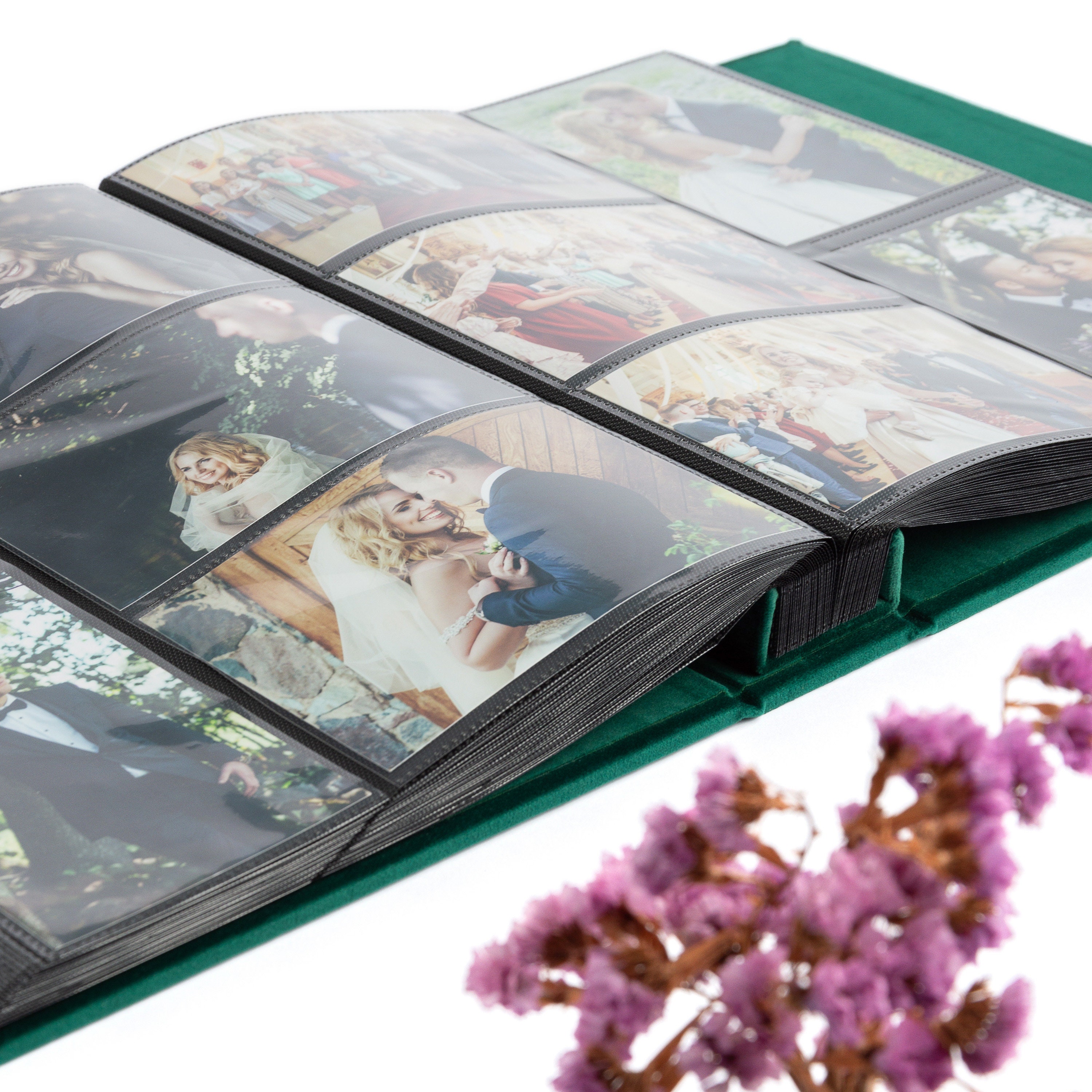 Photo Album With Sleeves For 4x6 Photos + Slipcase, Large Green