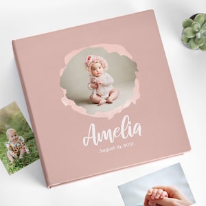 Self-adhesive Baby Girl Photo Album with Photo, Printed Baby Scrapbook Album, Baby Boy Memory Book, Large Custom Personalised Baby Book