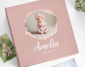 Self-adhesive Baby Girl Photo Album with Photo, Printed Baby Scrapbook Album, Baby Boy Memory Book, Large Custom Personalised Baby Book