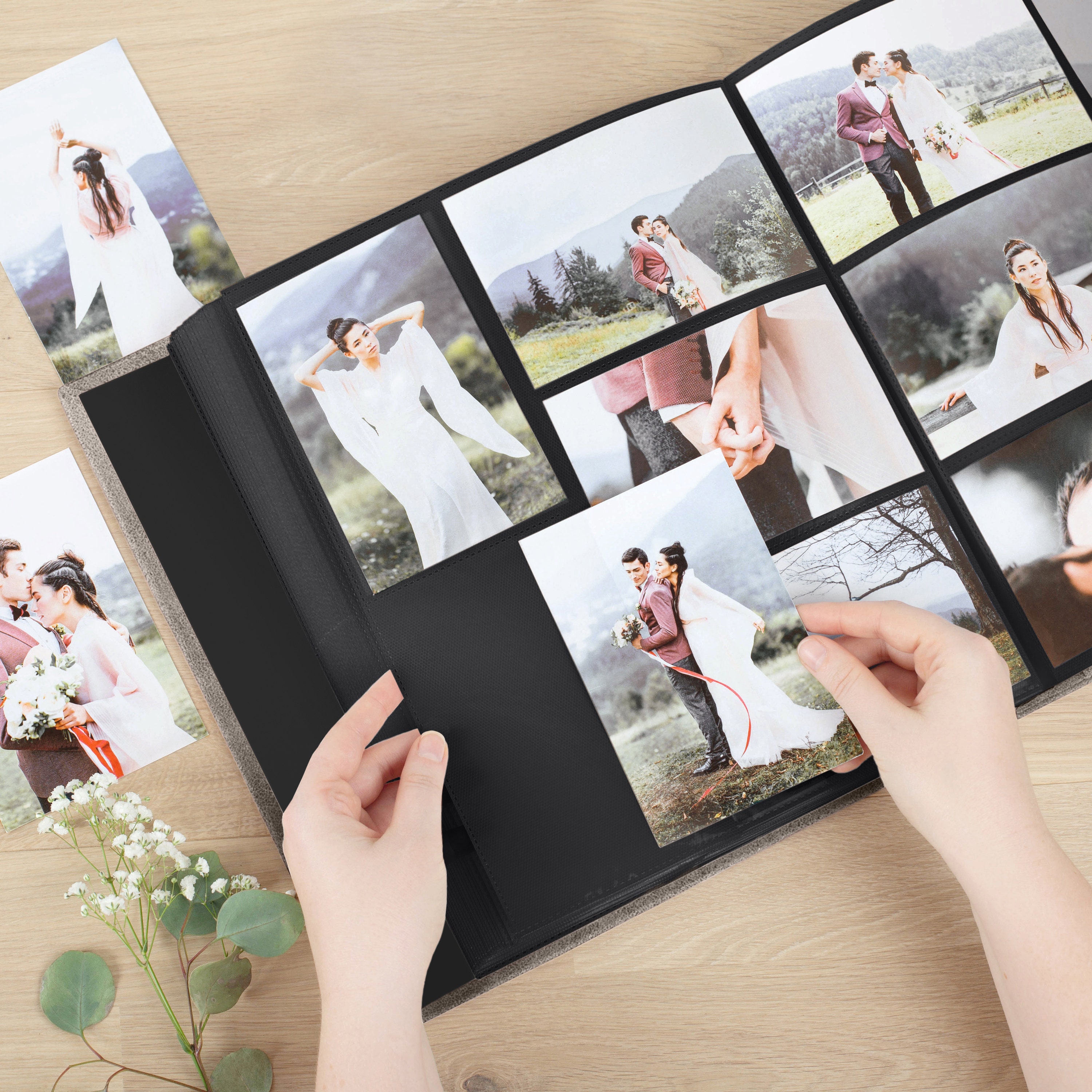 Wedding Photo Album, Large Size Slip in Photo Album With Sleeves for 4x6  Photos, 1 Album Holds up to 1000, 3 Albums Hold up to 3000 Photos 