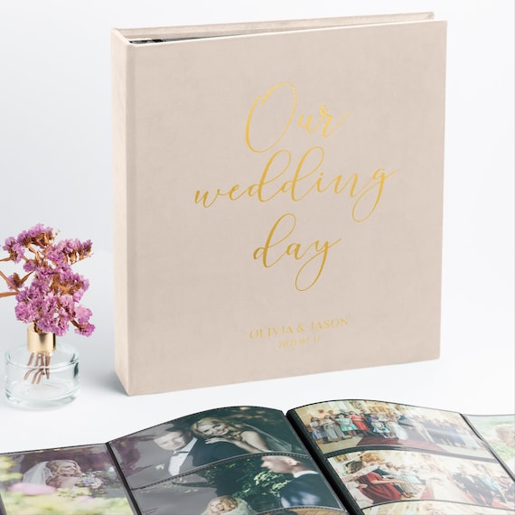 Slip in Photo Album for 300 4x6 Photos, Personalised Velvet Photo Album  With Sleeves 