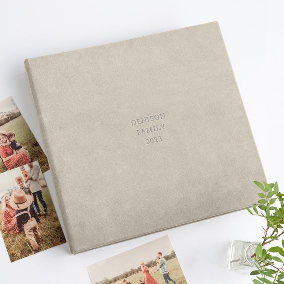 12x12 Velvet Scrapbook Album, Rustic Personalized Family Photo