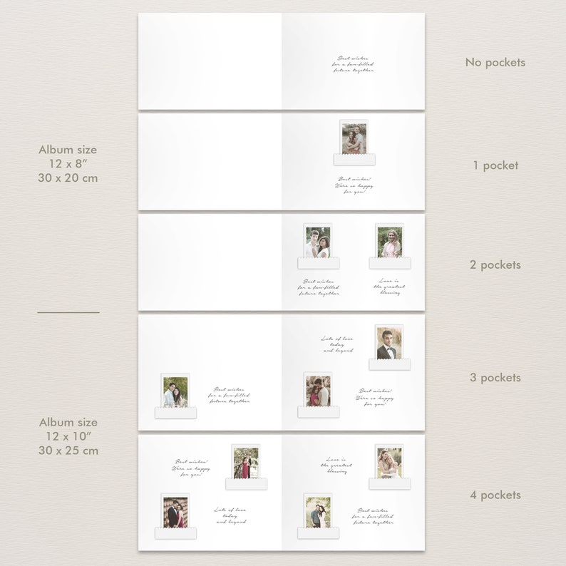 Alternative au livre d'or de mariage Instax, album photo de mariage en daim pour toutes les tailles de film instantané, mini grand carré 4 x 6 2 x 6, etc. image 4