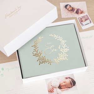 First Year Baby Girl Memory Book, Gold Foil Personalized Baby Girl Album, Modern Baby Boy Shower Gift, Story Of You, New Born Baby Gift