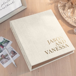 Alternativa al libro degli ospiti per matrimonio in lino, libro degli ospiti verticale per foto di tutte le dimensioni, libro per photo booth in carta kraft riciclata