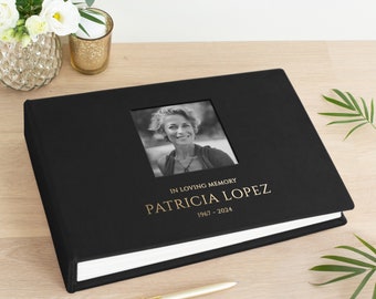 Personalized Memorial Condolence Book | Keepsake Book of Remembrance | Happy Memories Book with Photo Window | Custom In Loving Memory Album