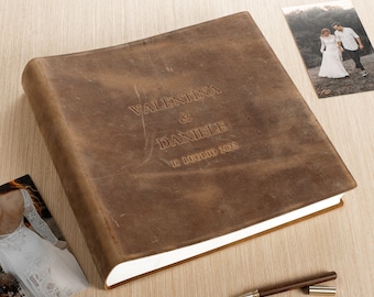 Wedding Photo Album | Rustic Leather Scrapbook | Vintage Leather Photo Book | Crazy Horse Leather Album | Unique Wedding Gift Made in Europe