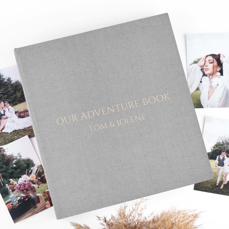 Personalized Scrapbook Album With Self-adhesive Pages, Vintage Style Travel Photo Album, Large Wedding 3 Rings Album, Family Photo Album image 5