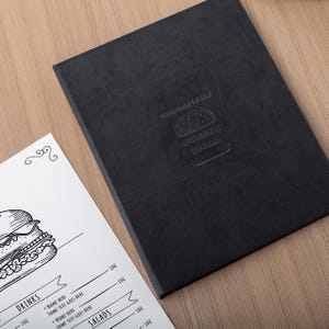 Cubiertas de menú personalizadas / Carpetas de menú de restaurante personalizadas / Cubiertas de menú de tapa dura / Portamenús de cuero ecológico / Libros de menú de boda