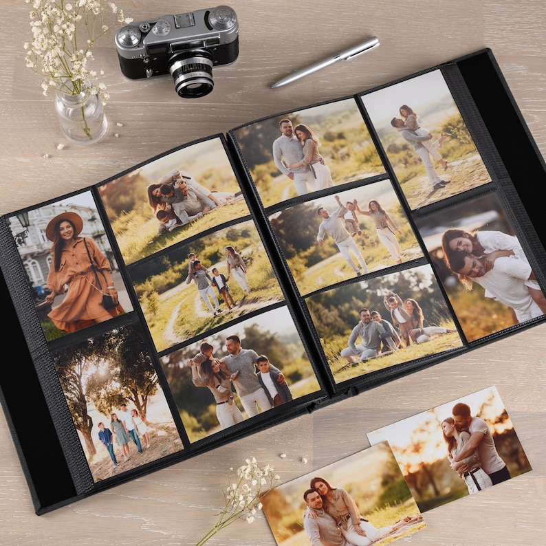 Wedding Photo Album With Sleeves for 4x6 Photos, Leather Slip in Photo