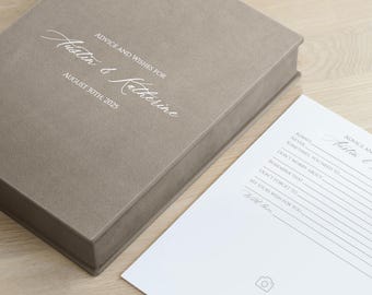 Alternatief bruiloftsgastenboek | Huwelijksadvieskaarten met doos | Grote 8 x 10" Mad Lib-kaarten voor bruiloften | 20 x 25 cm advieskaarten voor vrijgezellenfeesten