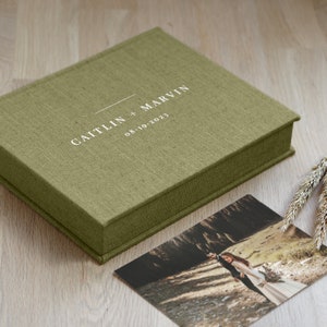 Wedding Keepsake Box, Personalized Linen Memory Box, Wedding Photo Album Box, Custom Size Scrapbook Box, Large Gift Box Hand Made in Europe