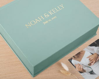 Caixa de Lembranças de Casamento Personalizada | Caixa de Memórias em Tamanho Personalizado para Álbum de Fotos, Livro de Assinaturas ou Scrapbook | Mais de 30 Cores Disponíveis