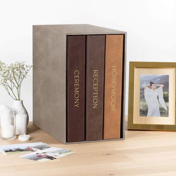 3 Photo Albums and Slipcase, A Set of 3 Slip in Photo Albums for 300 4x6  Photos and Slipcase, Personalised Velvet Photo Albums With Sleeves 