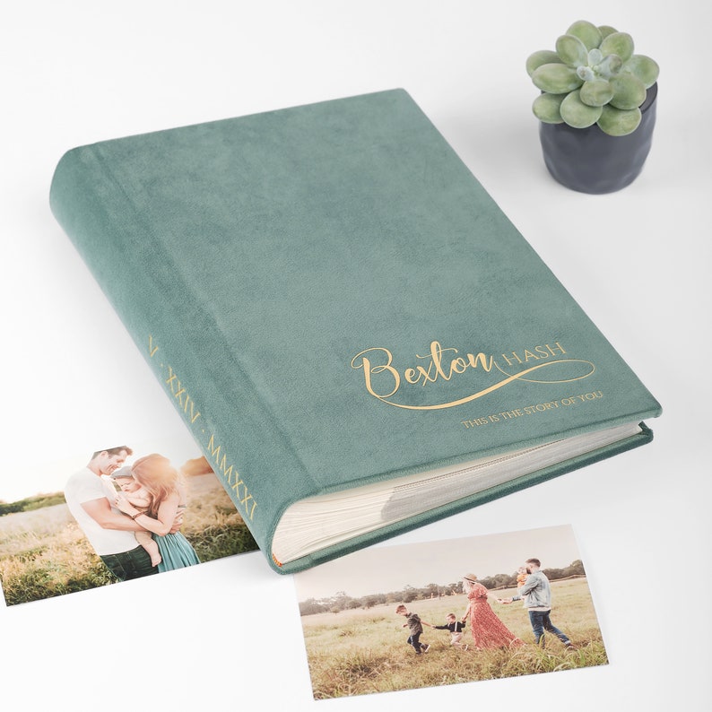 Slip In Photo Album for 300 4x6 Photos Gold Personalisation on Cover and Spine Custom Photo Book with Sleeves image 1