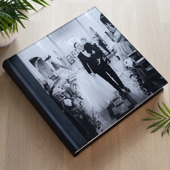 Luxury Wedding Photo Album With Glass Cover Leather Lay Flat Photo Book  Bespoke Flash Mount Album 