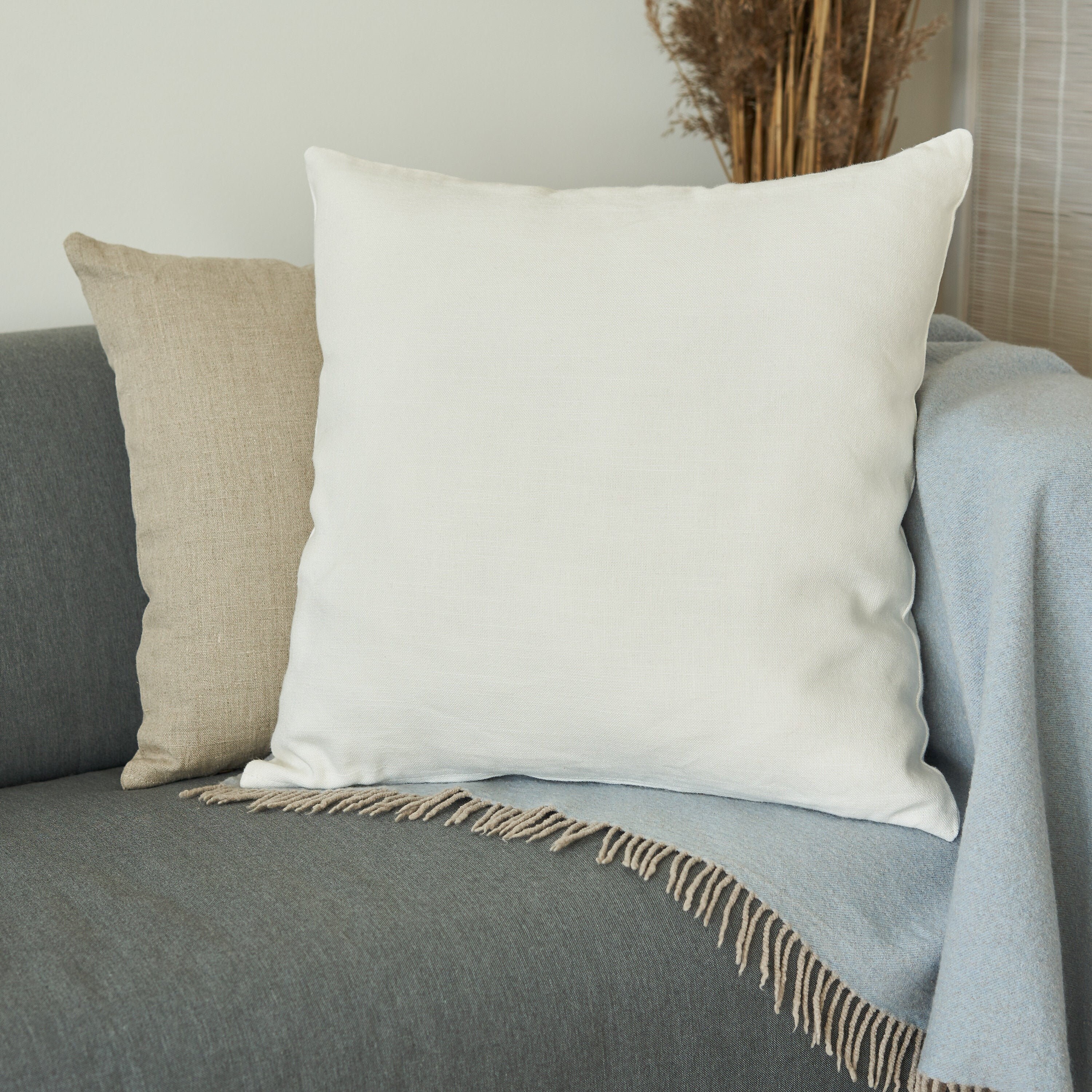 White Linen Pillow Cover Natural Linen Throw Pillow Cover Etsy