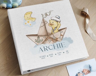 Personalized Baby Photo Album | Self Adhesive Baby Scrapbook | Unique Arcoalbum Artist-Designed Memory Keepsake Book | Baby Boy Shower Gift