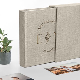 Album Fotografico Autoadesivo In Lino Grigio 28x27 Cm – 40 Pagine Per Foto 4x6, 5x7, 8x10 – Libro Ricordi Per Matrimonio E Viaggi