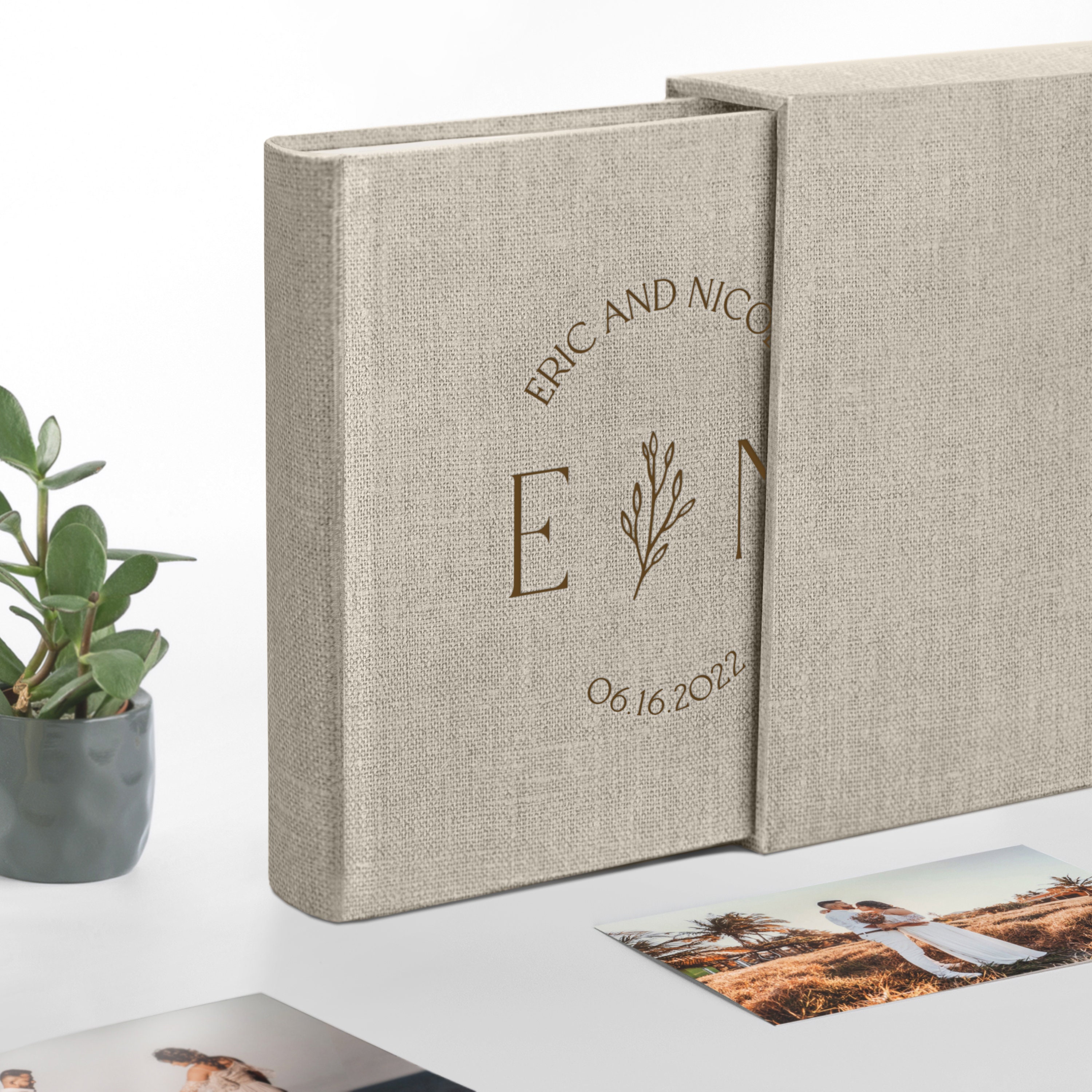 Album Fotografico Autoadesivo In Lino Grigio 28x27 Cm – 40 Pagine Per Foto 4x6, 5x7, 8x10 – Libro Ricordi Per Matrimonio E Viaggi
