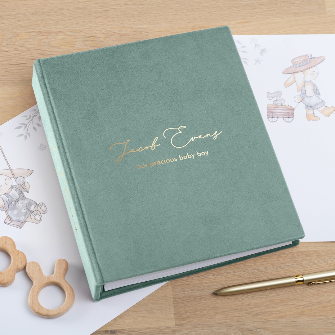 Personalized Baby Memory Book First 5 Years Photo Album Modern Baby