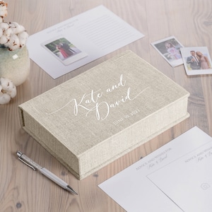 Hochzeits-Gästebuch mit Box, Hochzeitsgästebuch Alternative, Hochzeit Mad Lib Karten in personalisierter Leinenbox