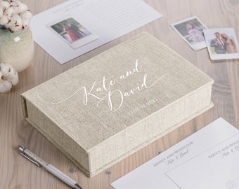 Wedding Advice Cards with Box, Marriage Guest Book Alternative, Wedding Mad Lib Cards in Personalized Linen Box, Bridal Shower Advice Cards