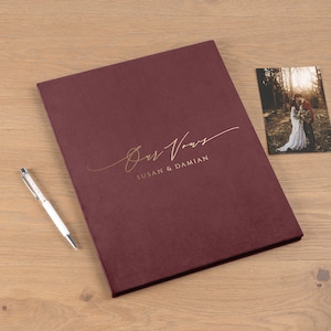 Grands livrets de voeux de mariage personnalisés, Livres de voeux de mariage personnalisés au format lettre US, Livres de voeux de mariage A4 personnalisés, Livrets de voeux de mariage en velours