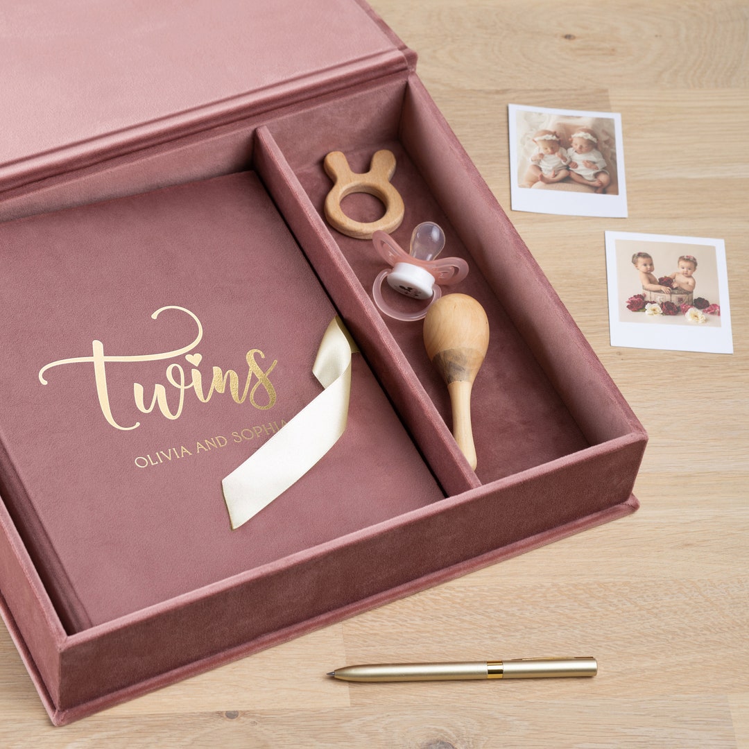 Personalized Baby Photo Album for Twins, First 5 Years Baby Memory Book