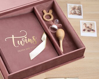 Personalized Baby Photo Album for Twins, First 5 Years Baby Memory Book for Twins, Baby Shower or New Mom Gift, The Story of You Keepsake