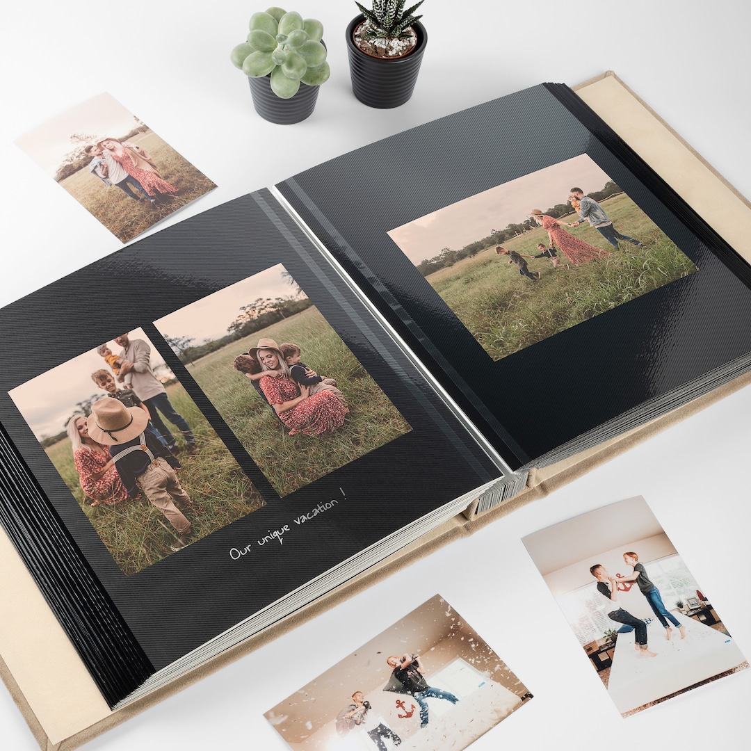 Self-Adhesive Magnetic Photo Album, Leather, for Weddings Holidays, Brown