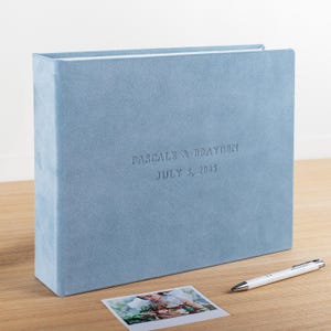 Pale Blue Suede Wedding Guest Book Alternative, Wedding Photo Album for All Instant Film Sizes Mini Wide Square 4x6 2x6 etc.