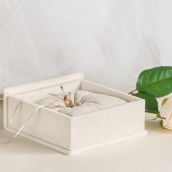 Wedding Ring Box Best Seller, Personalized Ring Box, Velvet Ring Bearer Box with Removable Ring Bearer Pillow