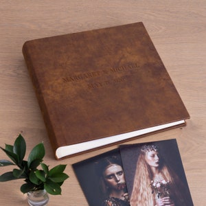 Leather Slip In Photo Album for 200 4x6 or 5x7 Photos, Personalised Photo Album with Sleeves