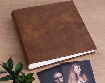 Leather Slip In Photo Album for 200 4x6 or 5x7 Photos, Personalised Photo Album with Sleeves