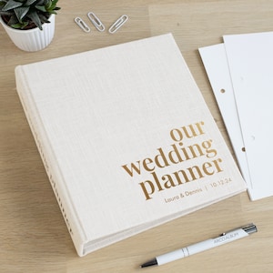 Wedding Planner Organizer | Personalized Wedding Planning Book | Linen Ring Binder - Wedding Planner Notebook | Bride Engagement Gift