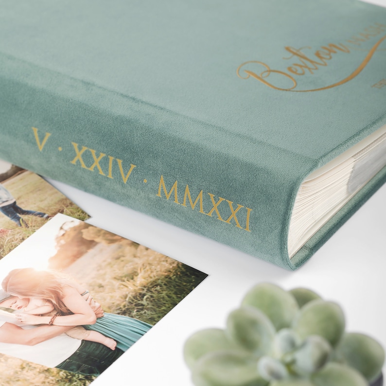 Slip In Photo Album for 300 4x6 Photos Gold Personalisation on Cover and Spine Custom Photo Book with Sleeves image 3