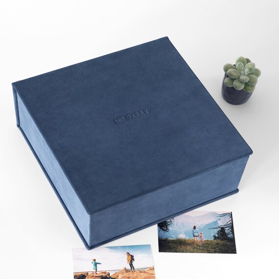 Suede Memory Box, Keepsake Box, Photo Album Clamshell Box, Custom Size Scrapbook  Box 