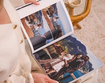 Livro de Memórias Personalizado Impresso | Álbum de Fotos de Casamento Personalizado | Lembrança Fotográfica para Mesa de Centro | Design Incluso