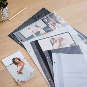 Housses pour photos 4 x 6, 5 x 7, 8 x 10, 12 x 12 | Recharges pour albums photos 10 x 15 cm, 13 x 18 cm 20 x 25 cm et 30 x 30 cm | Pages d'album photo