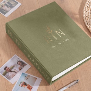 Linnen Bruiloft Gastenboek Alternatief, Verticaal Gepersonaliseerde Foto Gastenboek voor alle Instant Foto's, Photo Booth Boek voor 2x6 en 4x6 Foto's afbeelding 1