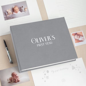 Personalized Baby Book, First Year Baby Memory Book, Baby First Year - Five Year Journal, Modern Baby Shower Gift