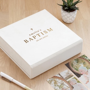 Personalized Baptism Keepsake Box | Gift for Boy or Girl | Religious Baptism Gift | Baby Christening Memory Box | Magnet Closure
