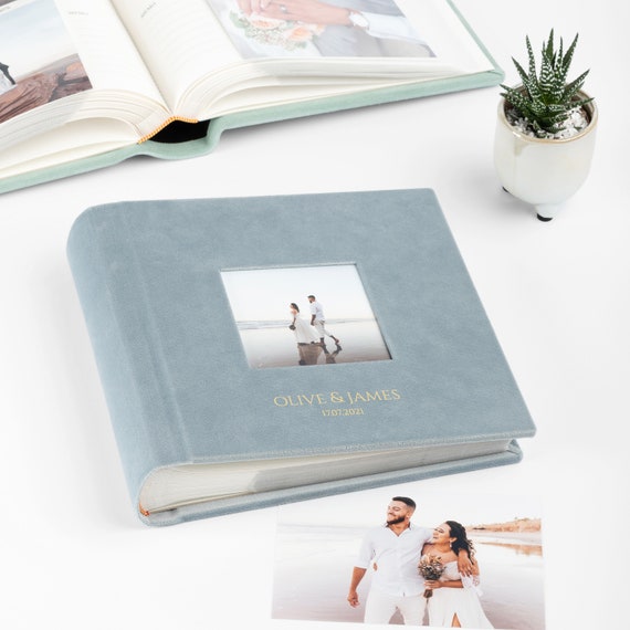 Photo Album With Sleeves for 4x6 Photos, Large White Linen Slip in