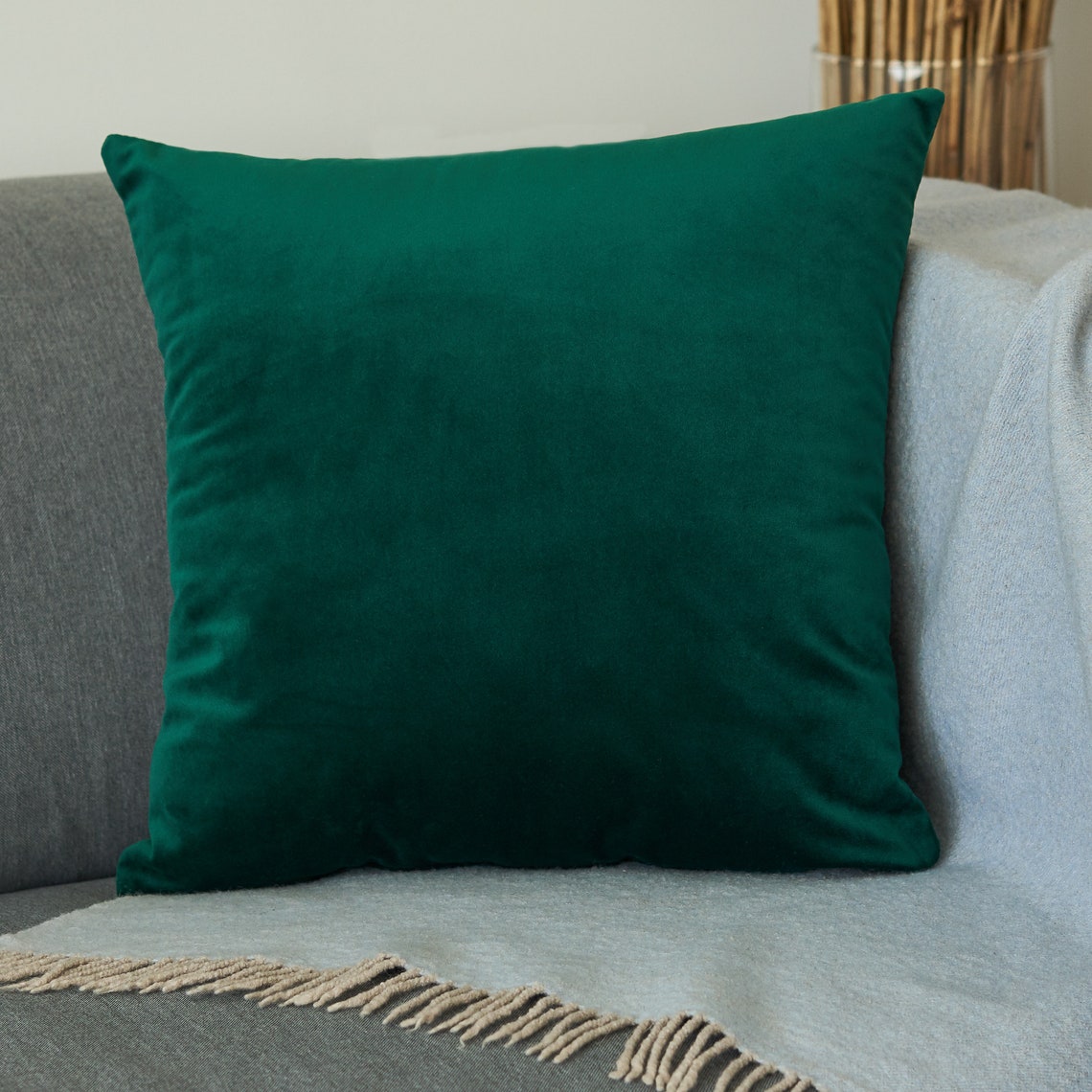 Green Velvet Pillow Cover Emerald Green Velvet Throw Pillow Etsy