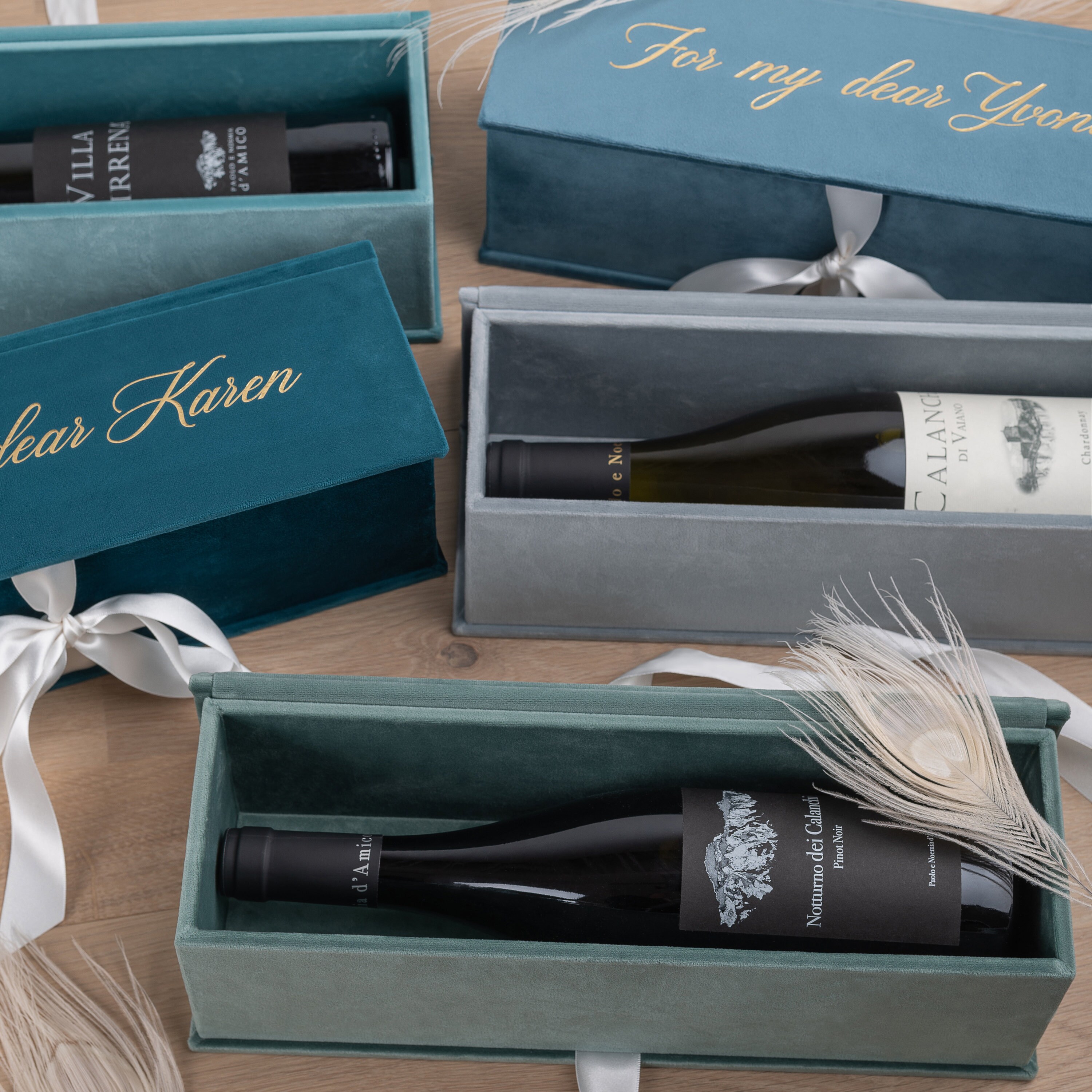 Personalized Wine Bottle Box, Champagne Gift Box for Wedding Guests ...