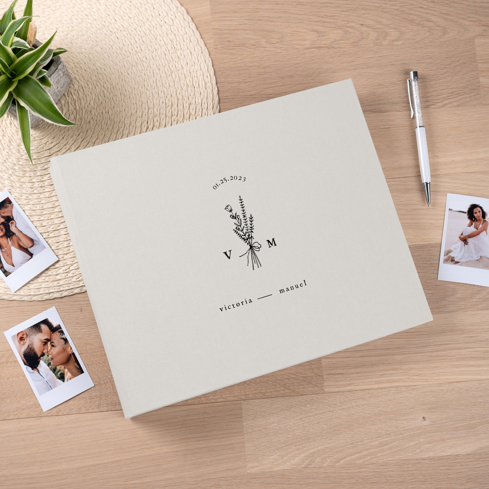 Linen Wedding Guest Book Personalized Photo Album for All Etsy