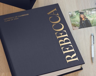 Personalized Graduation Scrapbook | Self-adhesive Memory Photo Album for Junior High School, and College Graduates | Hand Made in Europe